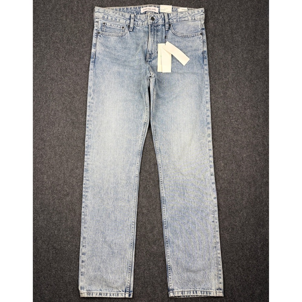 Calvin Klein Jeans Mens Slim Straight Fit Light Wash Denim 34x34 40DP709 NEW